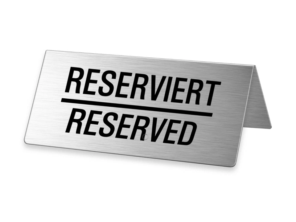 Tischschild - Reserviert  Aufsteller Tischaufsteller Edelstahl 85x40 mm - Bild 1 von 1