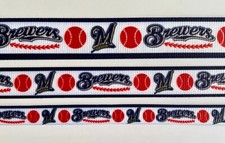 Brewers baseball red blue Grosgrain ribbon 3/8" 5/8" 7/8" Milwaukee see notes