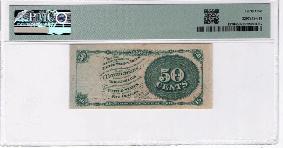 4th Issue 50 Cent Fractional Currency FR.1376 XF-45 PMG Choice XF - Image 4 of 4