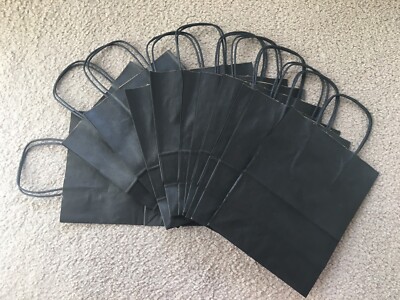 NEW 10 Gift Shopping Paper Bags Tote Black - U-Line - 10'' x 8'' x 4.25'' - Handle