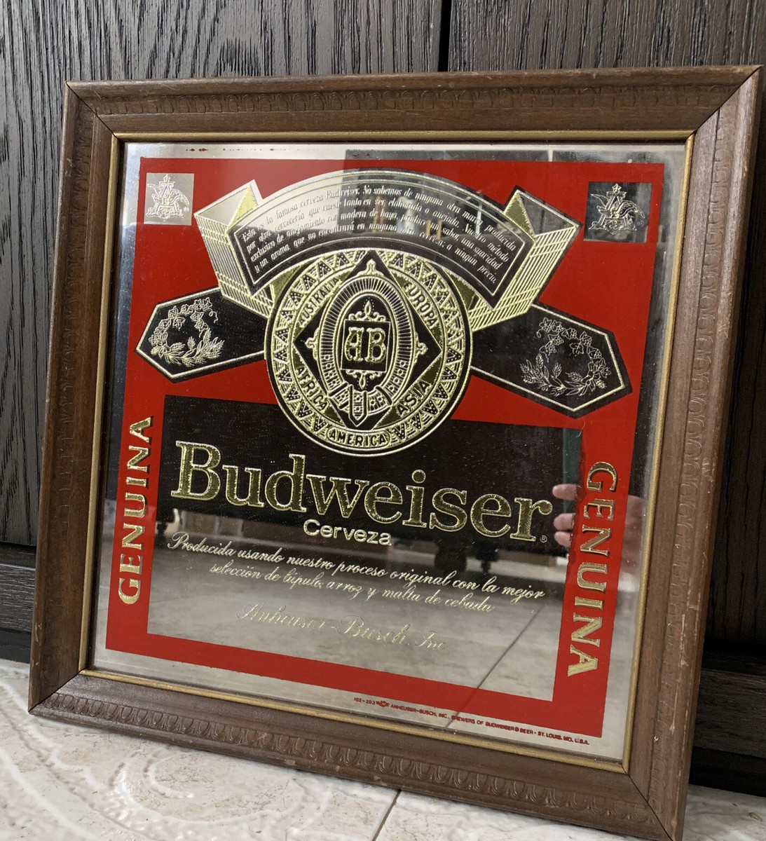 Budweiser KING OF BEERS パブミラー　ヴィンテージ　鏡 Vintage 1995 Budweiser Deer And Pheasant Mirror 33 1/2 “ X