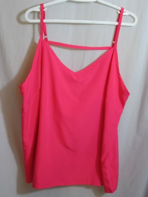 Derek Heart Plus Pink Cami Top Spaghetti adjust Strap Full Cut Poly V Neck 2X