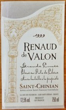 etiquettes vins FRANCE RENAUD de VALON Saint Chinian 99 Gde Reserve wine labels