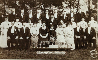 Postcard Real Photo Glee Club Society Cambria County Pennsylvania Trophy 1910s
