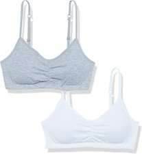 "Fruit of the Loom Girls' Bra with Removable Cookies, 36, White/Heather Grey "
