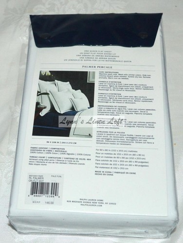 RALPH LAUREN Palmer Pale Flannel Hem Stitch QUEEN FLAT SHEET COTTON 464 TC White - Picture 4 of 4