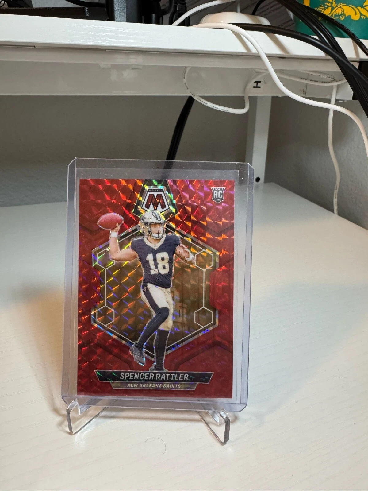 2024 Panini Mosaic - Rookies Spencer Rattler #393 Red Mosaic Prizm (RC)