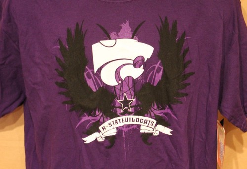 KANSAS STATE WILDCATS FOOTBALL DISTRESSED LOGO ADULT LARGE GRAPHIC TEE T SHIRT - Picture 3 of 12