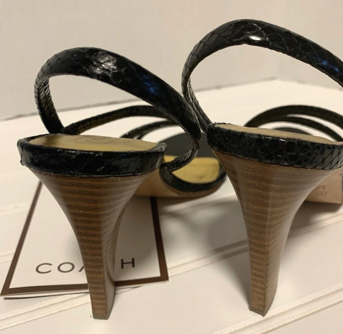 Sandali Coach donna tacco slingback nero scarpe eleganti 8 5