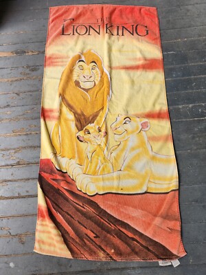 Vintage 1990 s Disney's The Lion King Beach Towel 57'' X 27  Simba Mufasa Nala