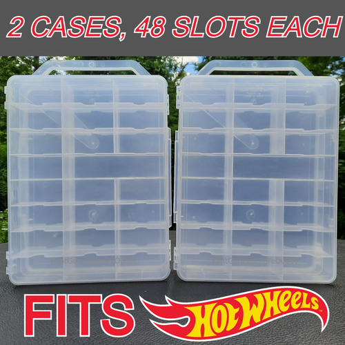 Clear Carry case 48 cars lot 2 fits Hot Wheels Matchbox plano jammer storage set eBay