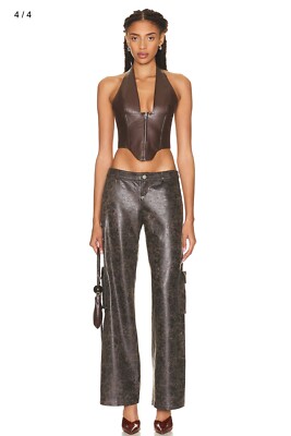 Miaou Mara Corset in Brown Leather - Large, worn 2x
