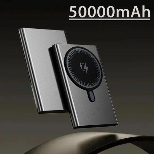 Banque d'alimentation mobile sans fil magnétique ultra-mince 50000Mah externe haute capacité - Photo 9 sur 18