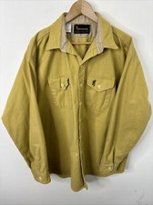 VINTAGE Browning Long Sleeve Button Heavy Shirt Men's 2XL Tan 80s Made in USA