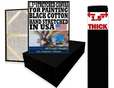 1-1/2" Deep Black Artist Stretched Canvas. Many Sizes Bulk Discounts. USA Made