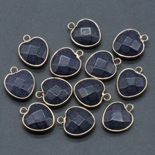 12pz Ciondoli Cuore Sezione Pietra Sabbia Blu Naturale Intagliato Fai da Te Gioielli 16mm