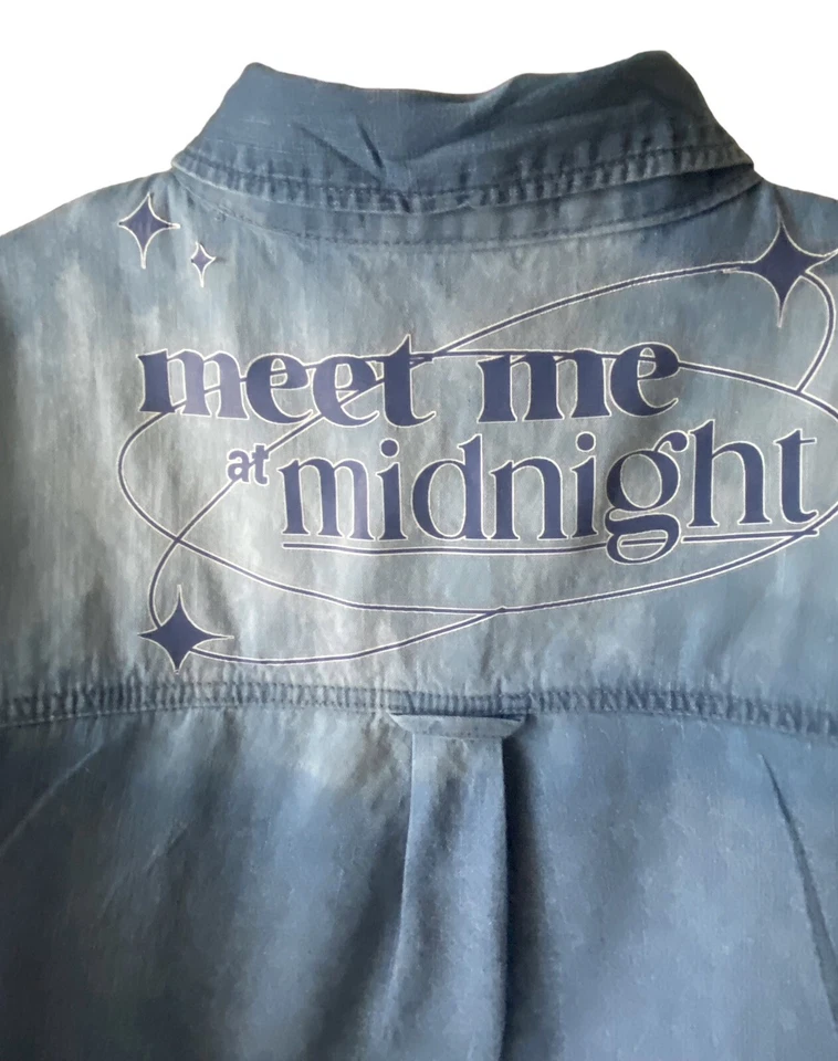 Taylor Swift Meet Me At Midnight Chambray Denim Pearl Snap Buttons Plus Size OX - Image 4 of 4