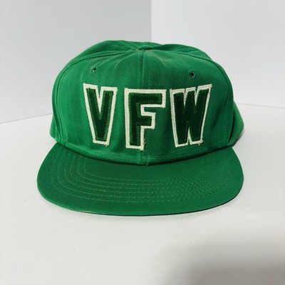 Vintage 1970 s VFW Hat Embroidered Swingster SnapBack Made In USA Green