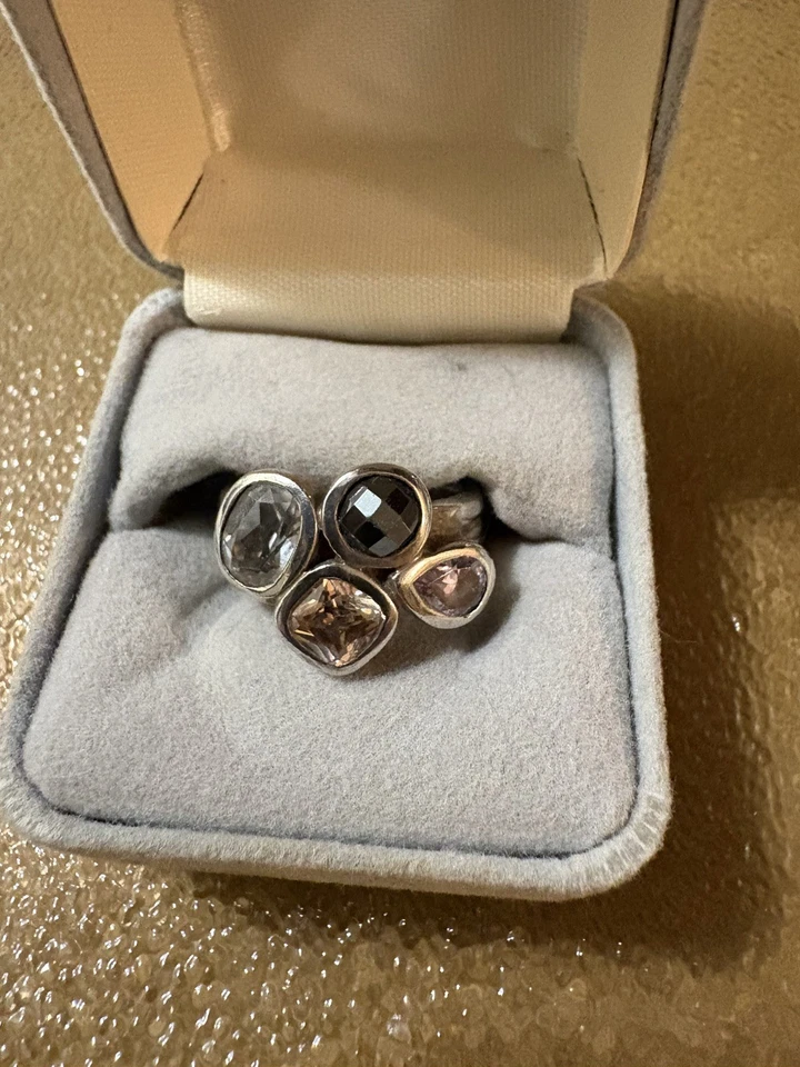 Anillo retirado SILPADA vino vuelo amatista circonita cúbica hematita plata esterlina 925 talla 8 Foto 3 de 3