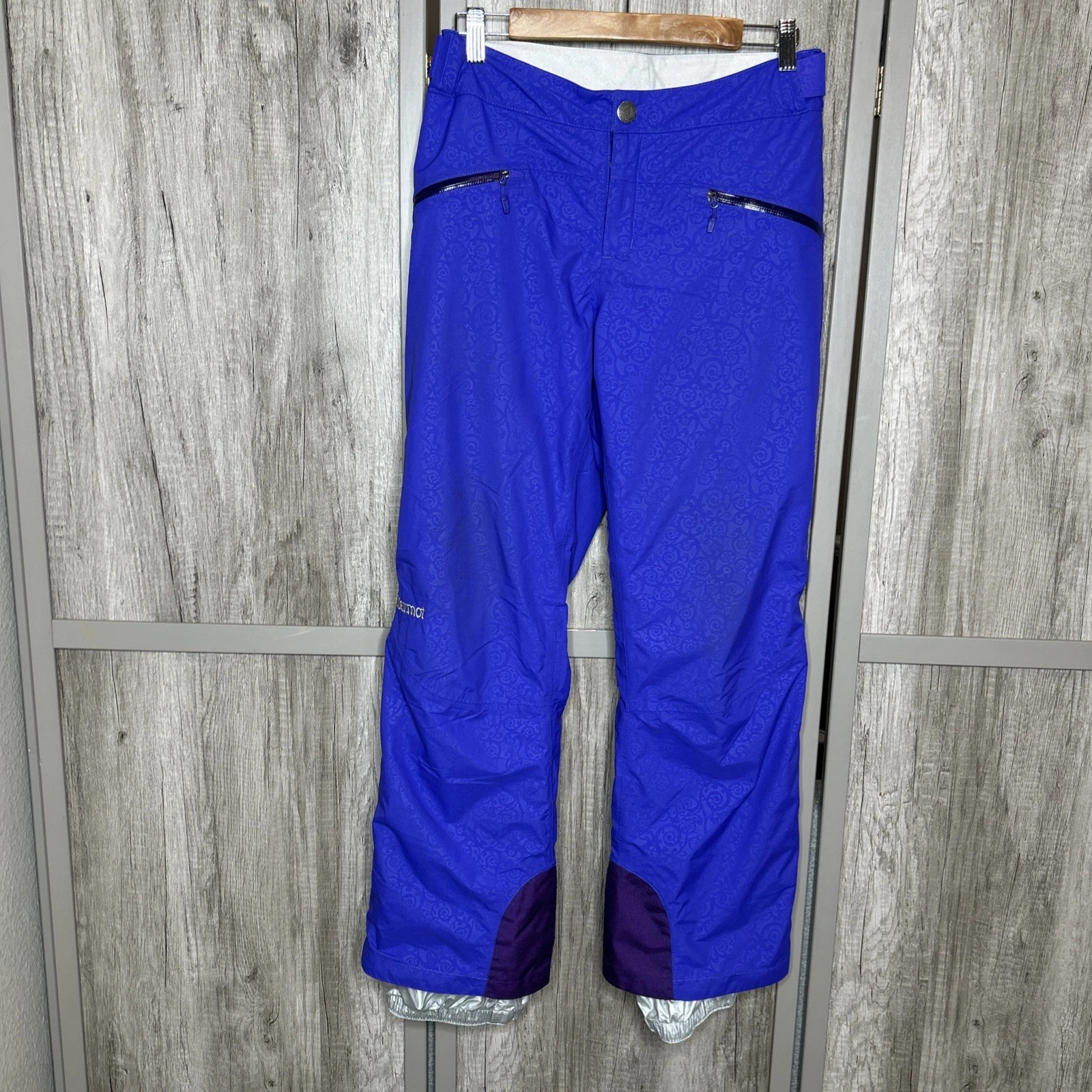Marmot Snow Pants Women Size S Waterproof Purple and Silver Ski Snowboard