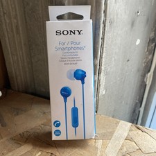 SONY Stereo Headphones buds for Smartphones w/Mic - Blue NEW MDR- EX14AP