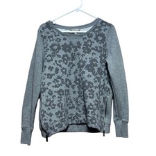 Banana Republic M Gray Floral Animal Print Sweatshirt Crewneck Zip Sides