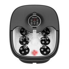 Electric Foot Bath Massager with Heat Bubble Shiatsu Rollers Remote Heated
