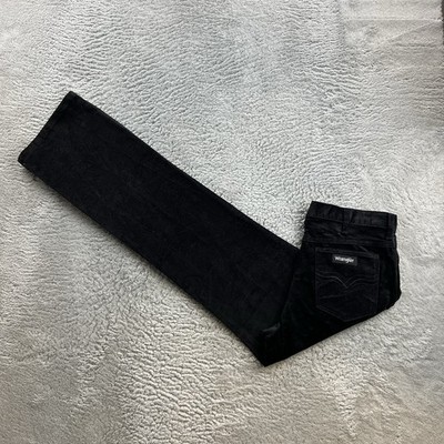 Vintage Wrangler Herren Cord Hose W32 L34 Schwarz Slim Straight Made in USA Neu