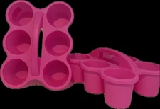 6 Drink Multiple Use Caddy w/ Handle Easy Carry UBER Eats DoorDash Hot Pink