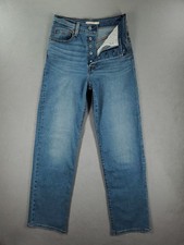 Levis Jeans Womens 28 Ribcage Straight High Rise Button Fly Stretch Faded Denim