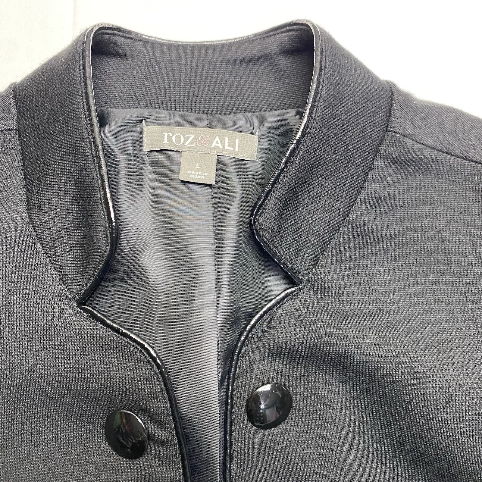 Roz & Ali Women’s Black Blazer Jacket L Button Front Lined