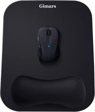 Gimars Mouse Pad with Wrist Rest, Large Smooth Superfine Fibre Medium, black 