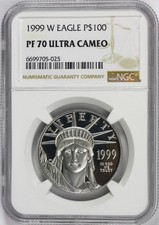 1999-W $100 1 oz American Platinum Eagle NGC PF70 Ultra Cameo 3800.00 per troy oz