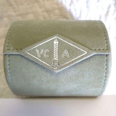 Van Cleef & Arpels Armbanduhr Etui Box Schmuck Aufbewahrung Reise Grün Wildleder