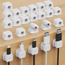 24 Pack Magnetic Cable Clip Organizer - Adhesive Cord Holder for USB Phone Cab