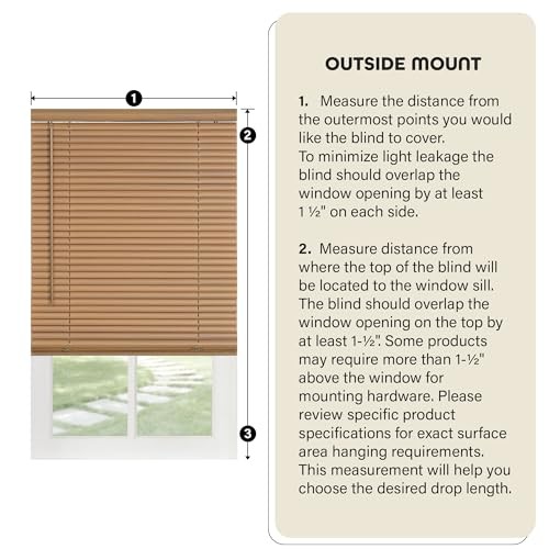 Cordless Light Filtering Mini Blind - 23 Inch Length, 64 Inch Height, 1" Slat - Picture 5 of 6