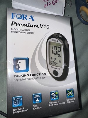 FORA Premium V10 Talking Blood Glucose Meter (English, Español)
