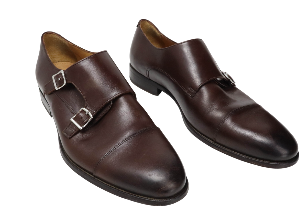 Suitsupply Double Monk Strap Shoes Men\'s Size 8.5 Dark Brown Leather Italy Brand : SuitSupply Double Monk Stripe shoe Size : 43 Colour  main image 2
