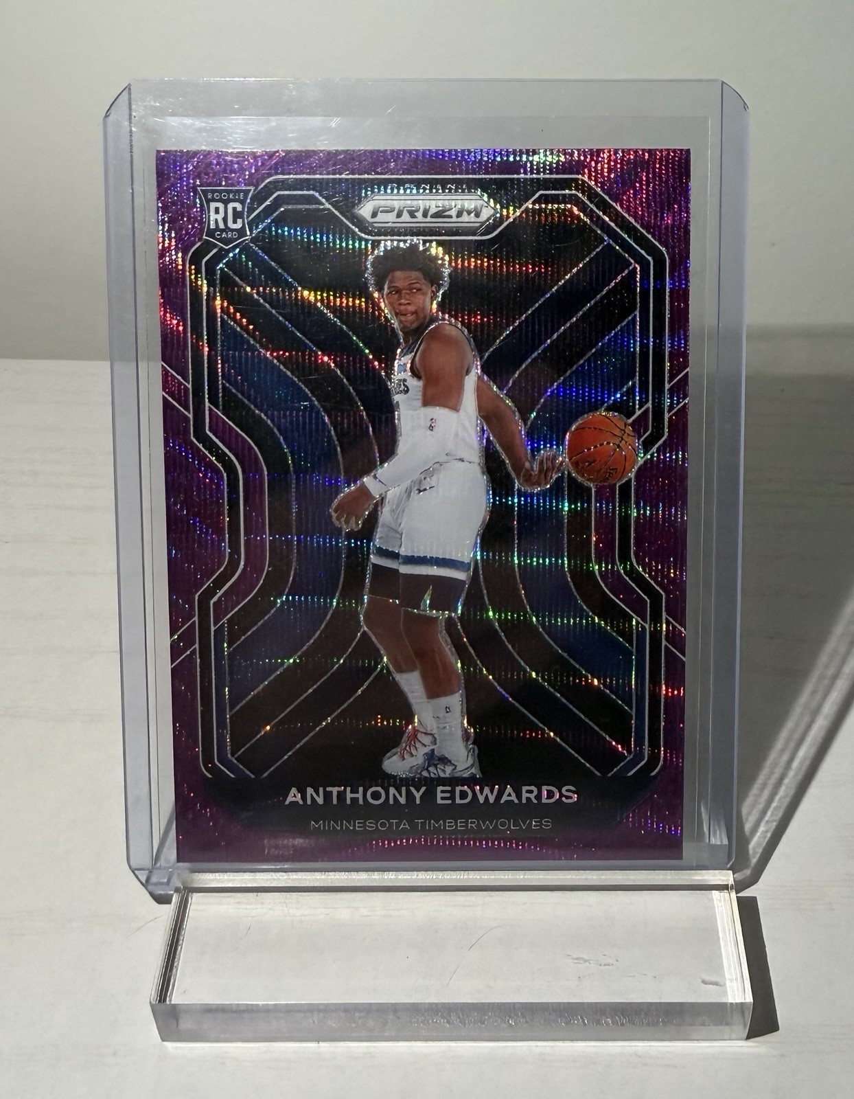 2020-21 Panini Prizm - Anthony Edwards #258 Purple Wave Prizm (RC)