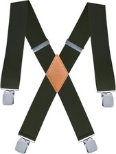 ZEAIFROOG Men's Heavy Duty X-Shaped 2" Wide Suspenders with Strong Clips