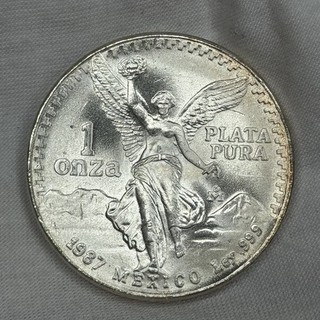 1987 Mo Mexico Libertad 1 Onza Plata Pura Ley .999 Fine Silver 1oz Mexican Coin