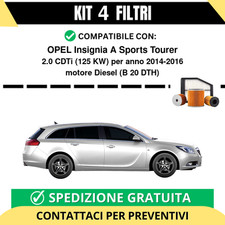 Kit 4 Filtri Tagliando per OPEL Insignia A Sports Tourer 2.0 CDTi 125 kw Dies...
