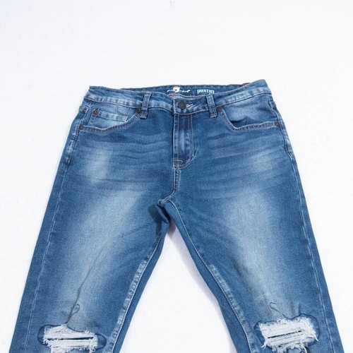 7 For All Mankind Jean Boys 14 (26x27) Paxtyn Straight Distressed Med Blue Wash - Picture 2 of 13