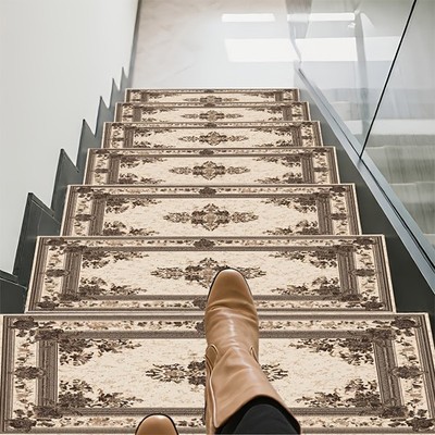 European-Style Floral Patterned Stair Mats That Are Easy to Clean, Slip-Resist