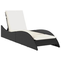 Sonnenliege Mit Auflage Schwarz 60X205X73 Cm Poly Rattan