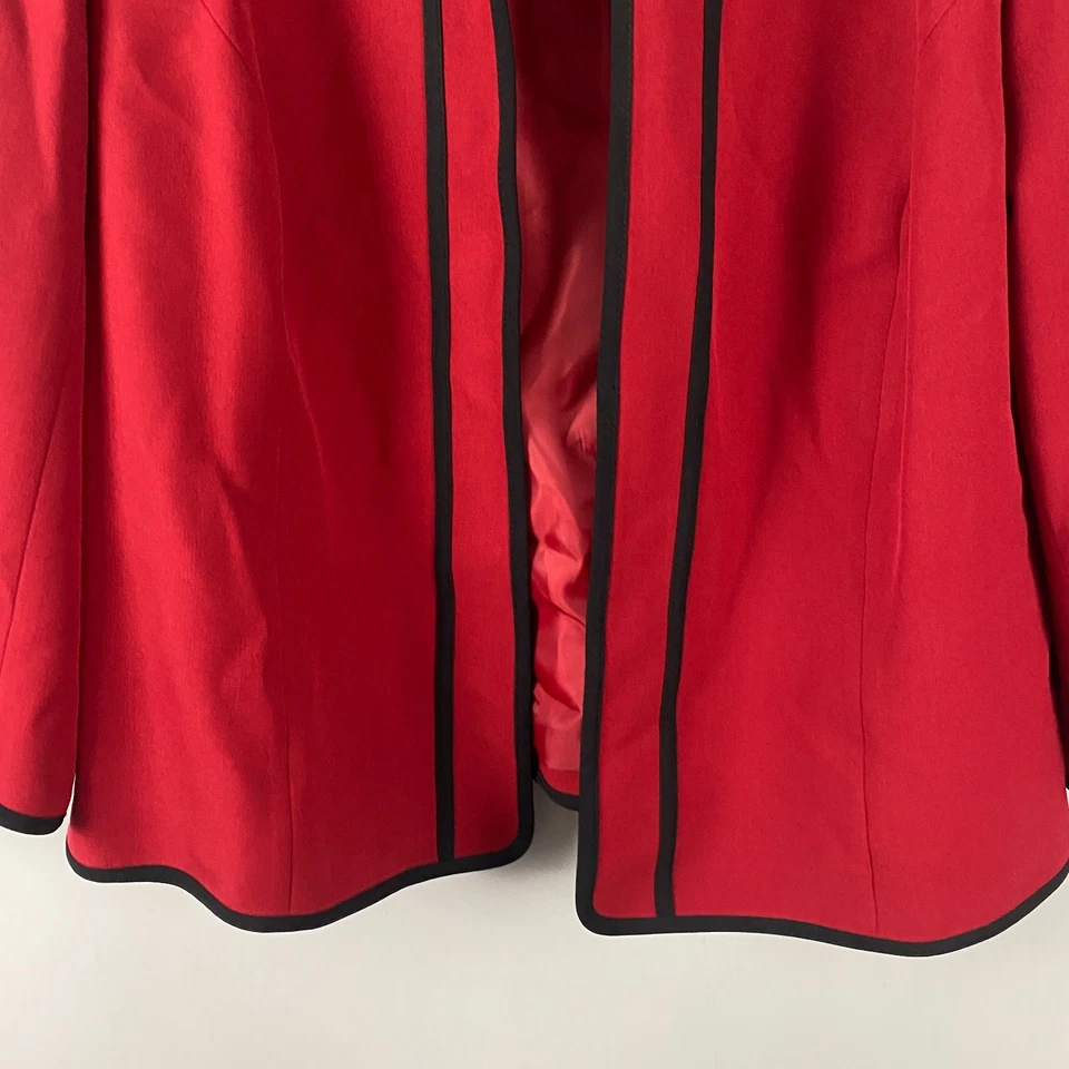 Chaqueta Blazer Kasper Frente Abierto Talla 20W Roja Negra Tubería Elástica Foto 3 de 4