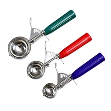 3-Piece Cookie Scoop Set with Plastic Handle Large Medium Small Sizes
