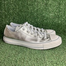 Converse Chuck Taylor All Star Metallic Glitter Low Top Sneaker Silver Womens 8