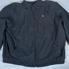 Vintage Polo Ralph Lauren Jacket Mens XL Black Plaid Lined Harrington Prep