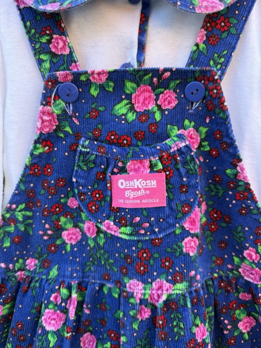 Vintage 90s OshKosh B'gosh Floral Corduroy Overalls Set 4T Made In